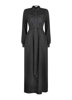 Belted Trench Dress Black