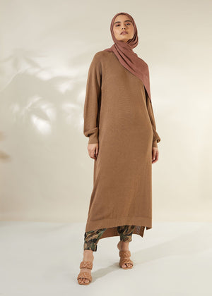 Knitted Chain Midi Camel