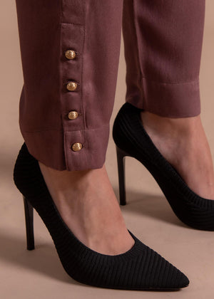 Textured Button Trousers Rosewood