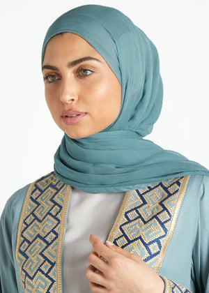 Sea Green Chiffon Silk Hijab
